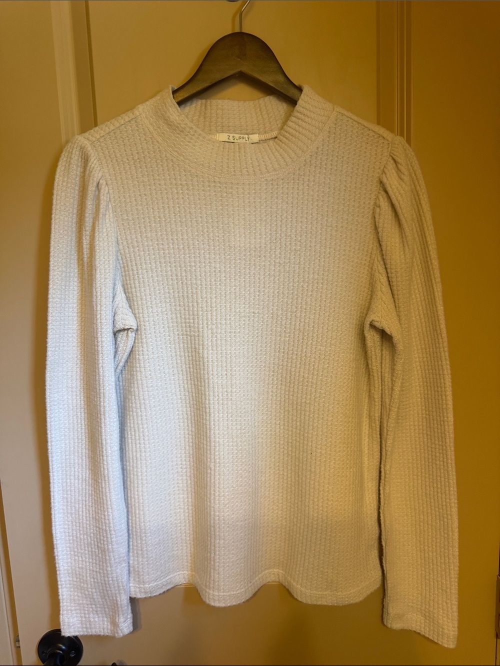 Z Supply Cream Waffle Knit Crewneck Sweater